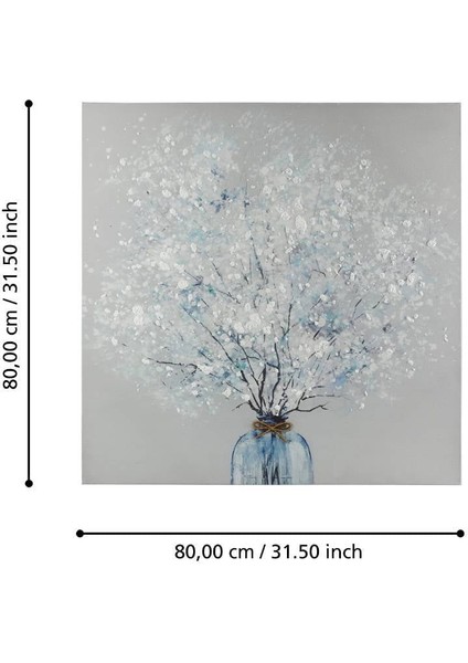 423049 "Alamınos" Beyaz Mavi Ahşap 80x80cm Dekoratif Resim modelleri