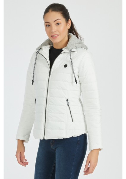 Kadın Siyah Çıkarılabilir Kapüşonlu Şişme Mont