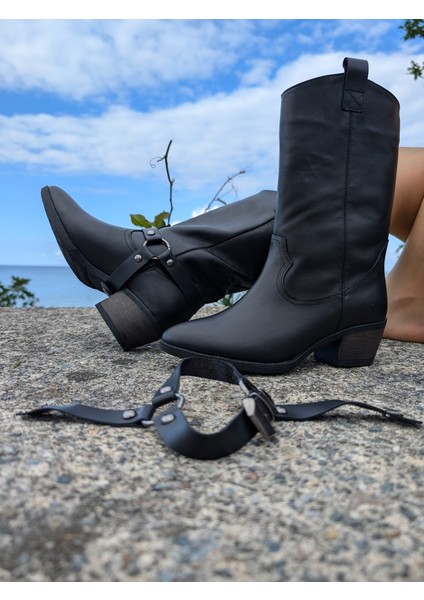 Gloria Paris 7613 Kadın Deri Biker Bot Siyah 38 fırsatları