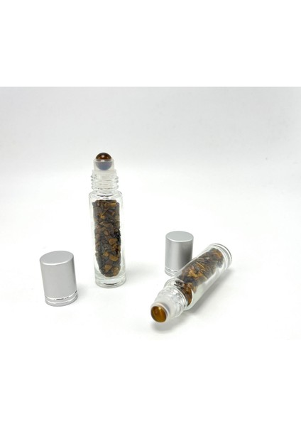 Sertifikalı Kaplan Gözü Doğal Taş Esans Şişesi ve Roller Masaj Aleti 10ML