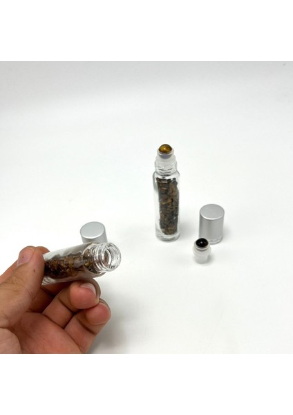Sertifikalı Kaplan Gözü Doğal Taş Esans Şişesi ve Roller Masaj Aleti 10ML modelleri