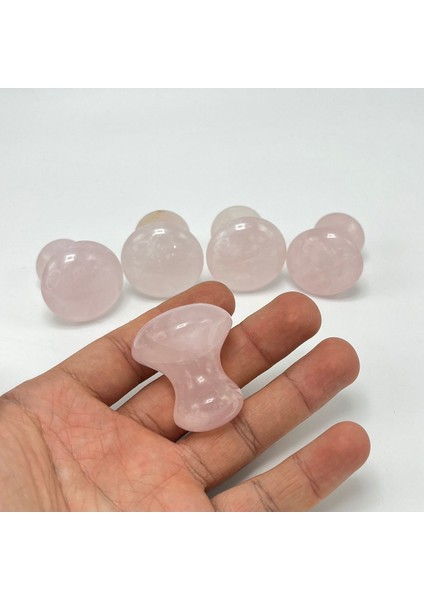 Sertifikalı Pembe Kuvars 1. Sınıf Kalite Mantar Gua Sha Doğal Taş Yüz Masaj Aleti