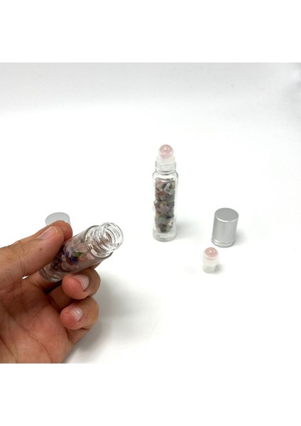 Sertifikalı Çakra Doğal Taş Esans Şişesi ve Roller Masaj Aleti 10ML modelleri