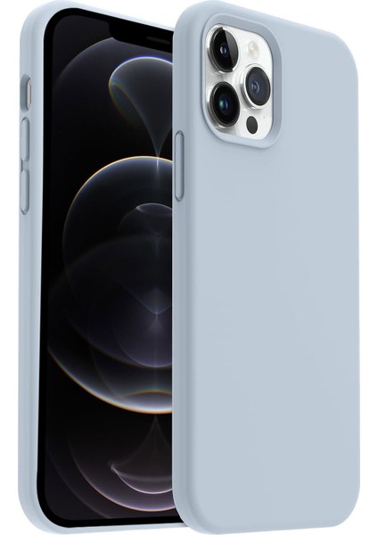 Apple iPhone 12 Pro Max Kılıf Lansman Premium Silinebilir Açık Mavi Silikon