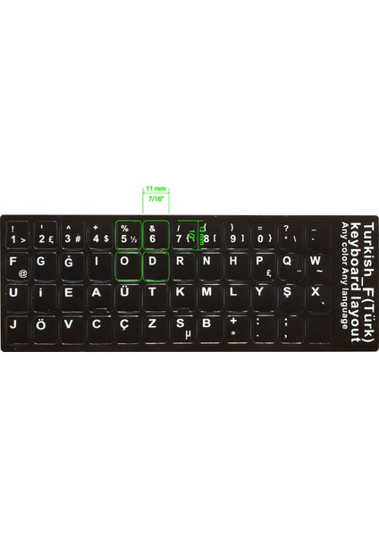 Türkçe F Klavye Etiketi - Notebook ve Pc Klavyeleri Için Dayanıklı Mat Pvc Etiketler