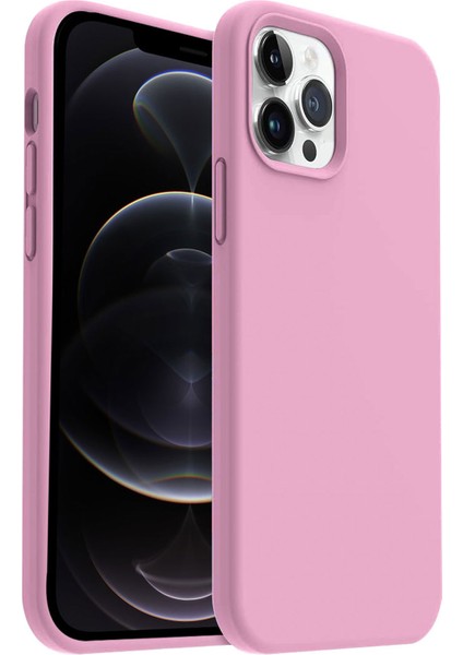 Apple iPhone 12 Pro Max Kılıf Lansman Premium Silinebilir Pembe Silikon