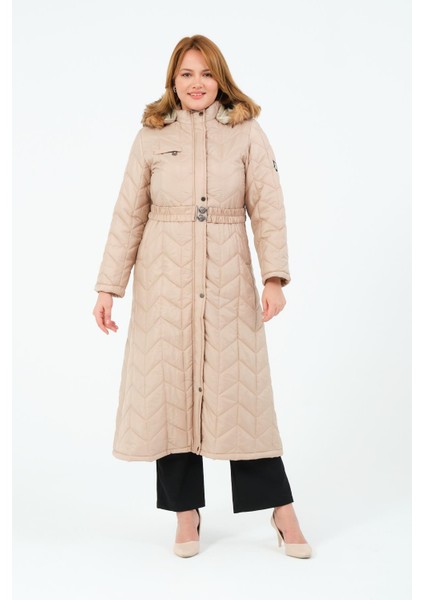 Papatya Kadın Büyük Beden Içi Astarlı Su Geçirmez Ara Boy Kapitone Mont fiyatları