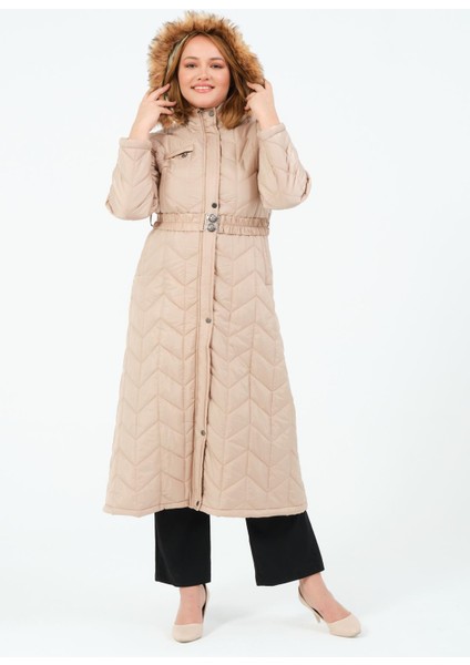 Papatya Kadın Büyük Beden Içi Astarlı Su Geçirmez Ara Boy Kapitone Mont fırsatları