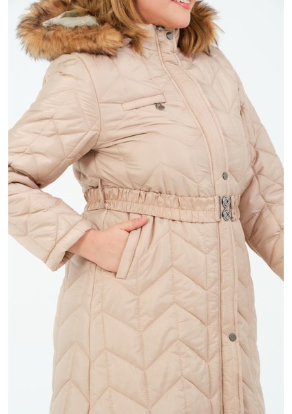 Papatya Kadın Büyük Beden Içi Astarlı Su Geçirmez Ara Boy Kapitone Mont indirimleri