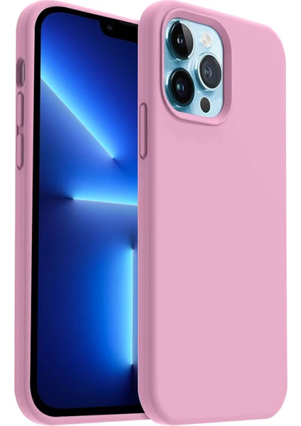 Apple iPhone 13 Pro Max Kılıf Lansman Premium Silinebilir Pembe Silikon