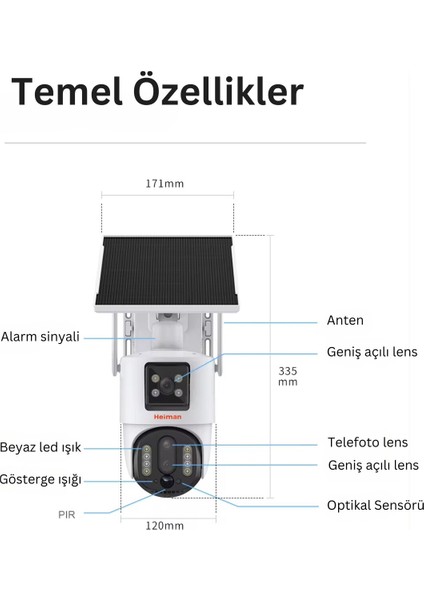 Hm-26 4G Sim Kartlı Solar Paneli 4MP HD Görüntü 10X Zoom IP Güvenlik Kamerası