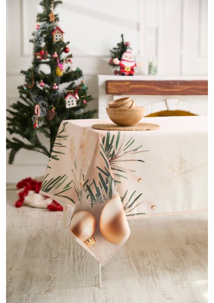 Yılbaşı Krem Renk Masa Örtüsü