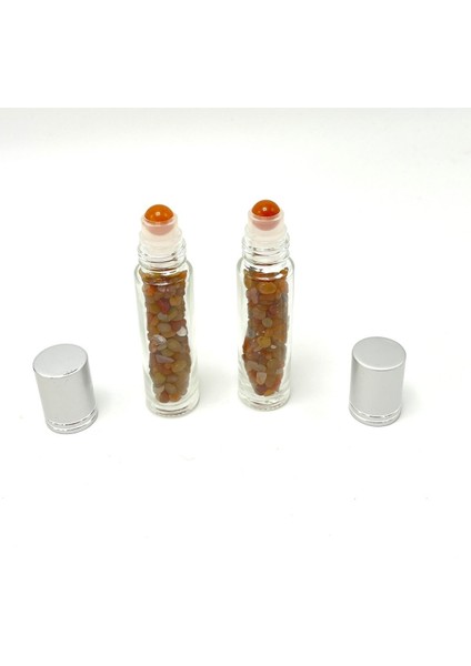Sertifikalı Turuncu Akik Doğal Taş Esans Şişesi ve Roller Masaj Aleti 10ML indirimleri
