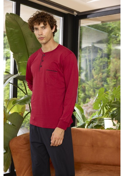 Midi Yaka Pamuk Erkek Pijama Takımı 9244