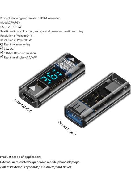 USB 3.2 To Type C Şarj Kablosu Dönüştürücü 10GBPS 36W Otgacd