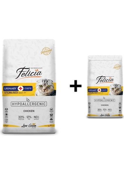 Tavuklu Kısırlaştırılmış Yetişkin Kedi Maması 12 kg + 1 Adet Felicia Tavuklu Kısırlaştırılmış Yetişkin Kedi Maması 2 kg