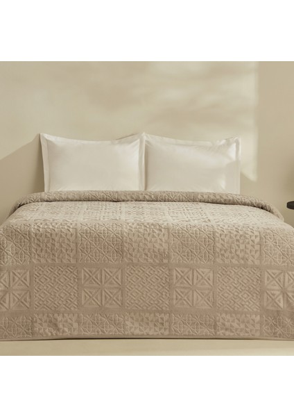 rita çift kişilik emboss battaniye açık gri