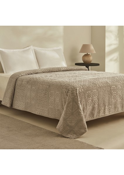 rita çift kişilik emboss battaniye açık gri fiyatları