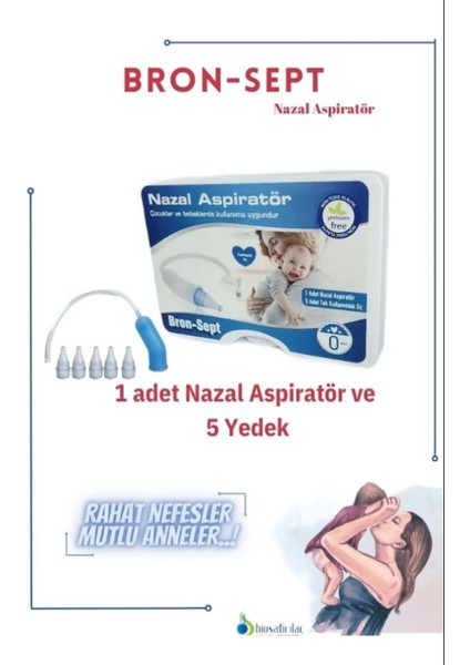 Bebek Burun Aspiratörü 1 Adet Nazal Aspiratör ve 5 Adet Yedek