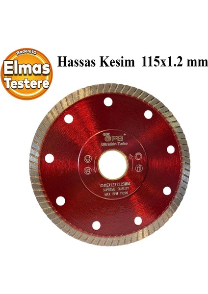 Elmas Testere Beton Tuğla Ahşap Granit Mermer Asfalt Plastik Sulu Kuru Kesme Kesici Disk 115 mm