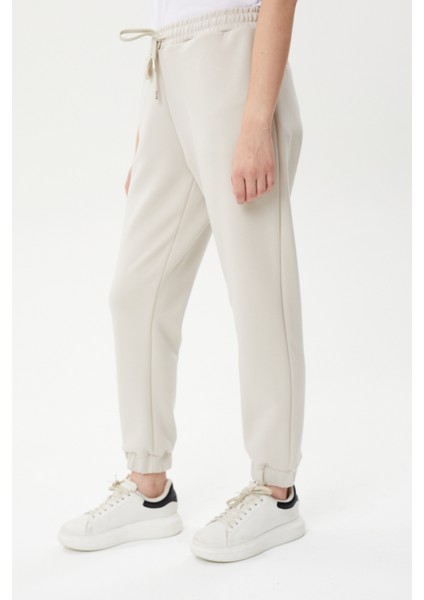 Bsp 1002 Scuba Kumaş Paça Lastikli Kadın Eşofman Alt Ecru fiyatları