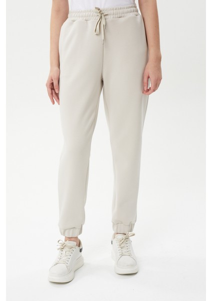 Bsp 1002 Scuba Kumaş Paça Lastikli Kadın Eşofman Alt Ecru modelleri