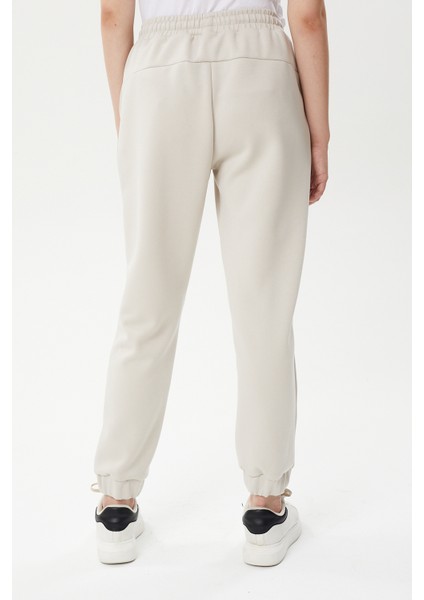 Bsp 1002 Scuba Kumaş Paça Lastikli Kadın Eşofman Alt Ecru fırsatları