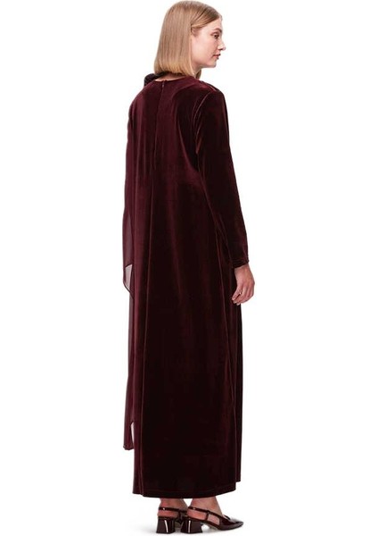 Tül Detaylı Kadife Şık Elbise T25K-4013 modelleri