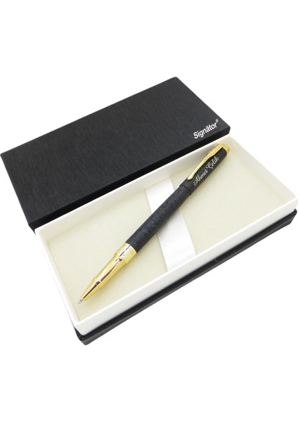 ® ST185 Slim Bazalt Siyah Gold Metal Roller Kalem | Isme Özel Kalem