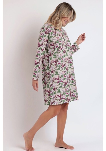 61303 Pembe Desenli Gecelik