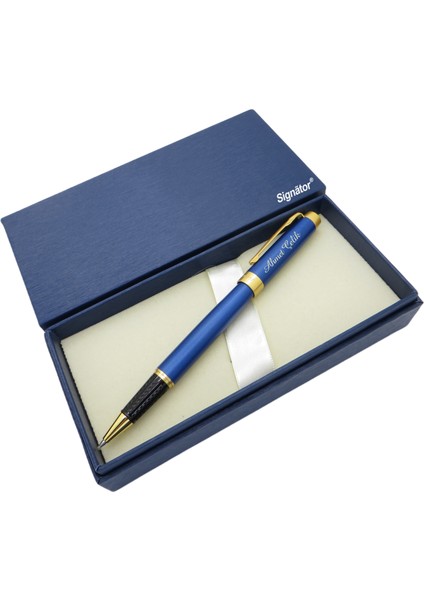 ® ST173 Mat Mavi Gold Metal Roller Kalem | Isme Özel Kalem