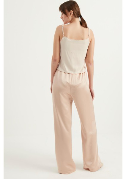 Beli Lastikli Saten Pantolon Bej 3029 fırsatları