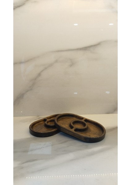 mdklife İkili Ahşap Çerezlik 3 gözlü