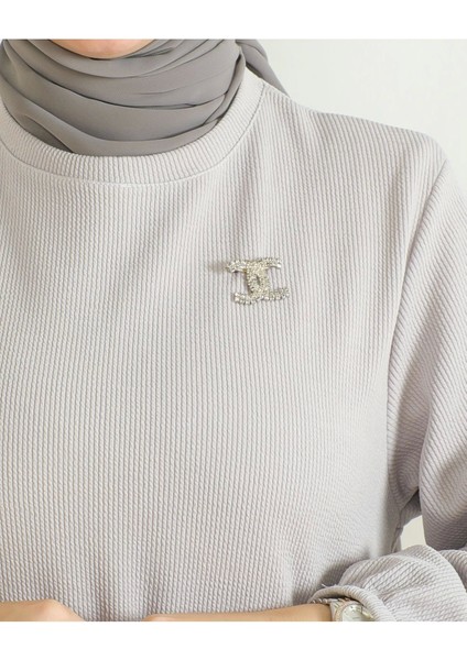 Broş Detaylı Burgu Elbise Indigo modelleri