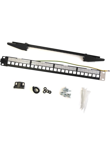 Modüler Boş Patch Panel, Zırhlı, 24-port, 1U, Rack Montaj için Uygun, Etiketleme Alanı Mevcut