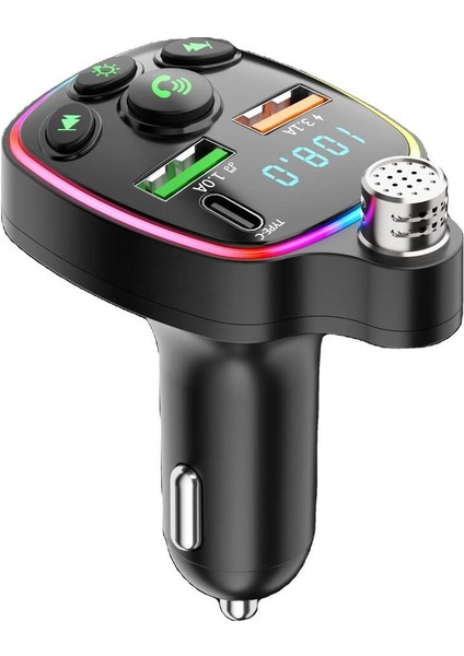 Bluetooth Araç Kiti Araç Fm Transmitter USB Type-C Mp3 Sd Kart Flash Için Uygun Pd Çakmaklık Girişl