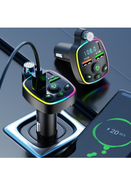 Bluetooth Araç Kiti Araç Fm Transmitter USB Type-C Mp3 Sd Kart Flash Için Uygun Pd Çakmaklık Girişl