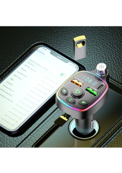 Bluetooth Araç Kiti Araç Fm Transmitter USB Type-C Mp3 Sd Kart Flash Için Uygun Pd Çakmaklık Girişl