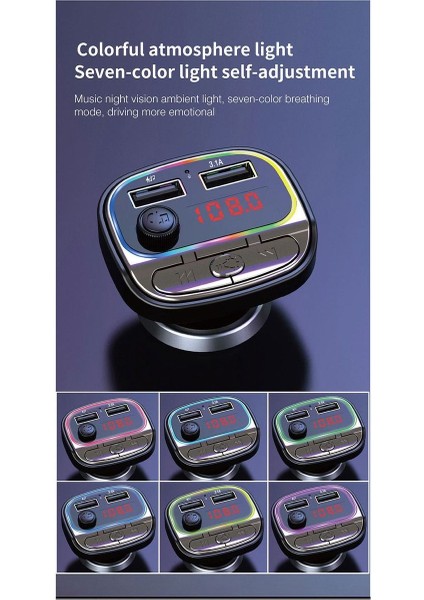 Araç Fm Transmitter 5.0 Bluetooth Araç Kiti USB Mp3 Sd Kart Flash Için Uygun Çakmaklık Girişli