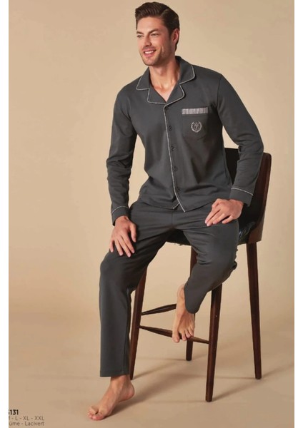 Erkek Boydan Düğmeli Pijama Takım 5131
