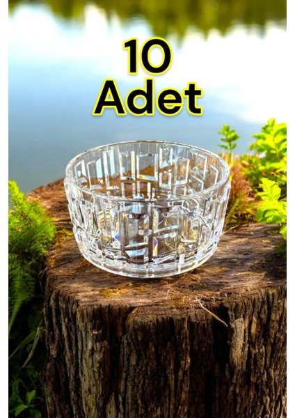 Kırılmaz Çerezlik 180 ml Şık Kase Sunumluk Kristal Kesim Özel Üretim 10 Adet