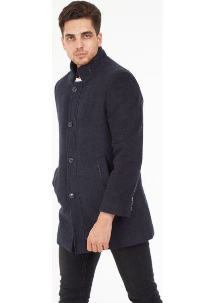 1739 Düğmeli Hakim Yaka Yünlü Kaşe Lacivert Erkek Kaban fiyatları