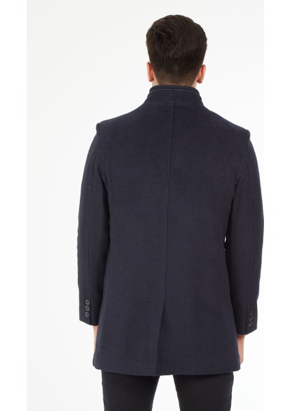1739 Düğmeli Hakim Yaka Yünlü Kaşe Lacivert Erkek Kaban fırsatları