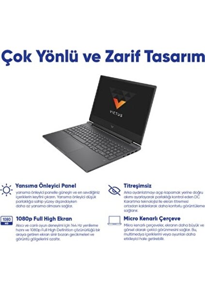 Hp Victus 15 Intel Core I7-13700H 40GB 512GB SSD RTX4050/6GB 15.6" Windows 11 Pro Fhd Taşınabilir Bilgisayar 8U849EA-A72