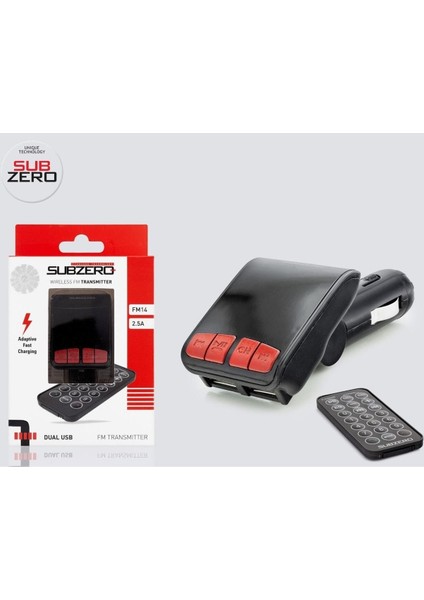 Adipa Tk 2.5A Bluetooth Fm Transmitter Çift Girişli Kumandalı FM14 Subzero