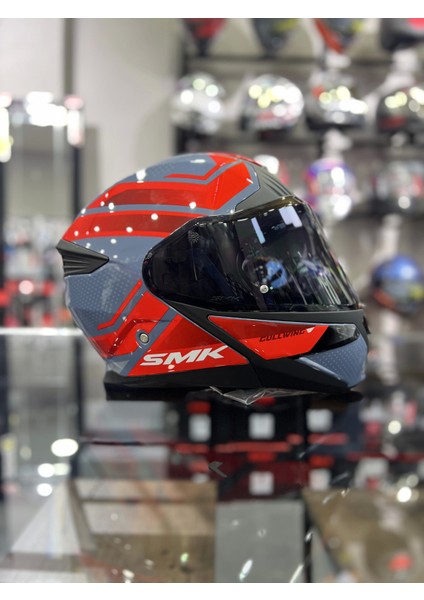 Gullwıng Super Tour Kırmızı Gri Çene Açılır Kask Şeffaf Vizörlü