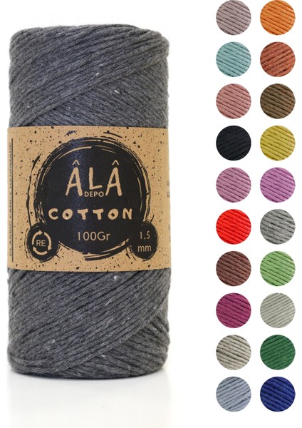 Cotton Panç Amigurumi Ipi Koton Punch Ipi 1,5mm - 100 gr Antrasit