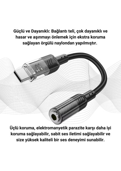 Type-C To 3.5mm Aux Dönüştürücü Type-C To 3.5mm Kulaklık Dönüştürücü 15cm Ses Dönüştürücü Ada