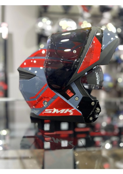 Gullwıng Super Tour Kırmızı Gri Çene Açılır Kask Şeffaf Vizörlü indirimleri