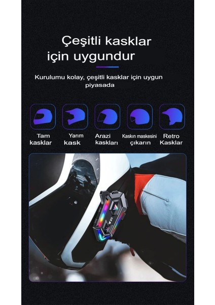 Rgb Işıklı Bluetooth Motosiklet Intercom Kask Kulaklık Bt5.3 Stereo Su Geçirmez Kulaklık fırsatları